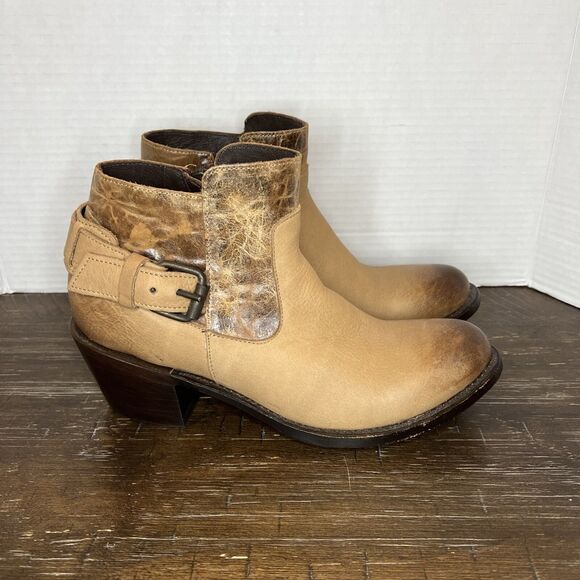 JB Dillon Ankle Boots Womens Brown Leather Distressed 7-1/2B Cowboy JBW1800 EUC - Picture 2 of 11